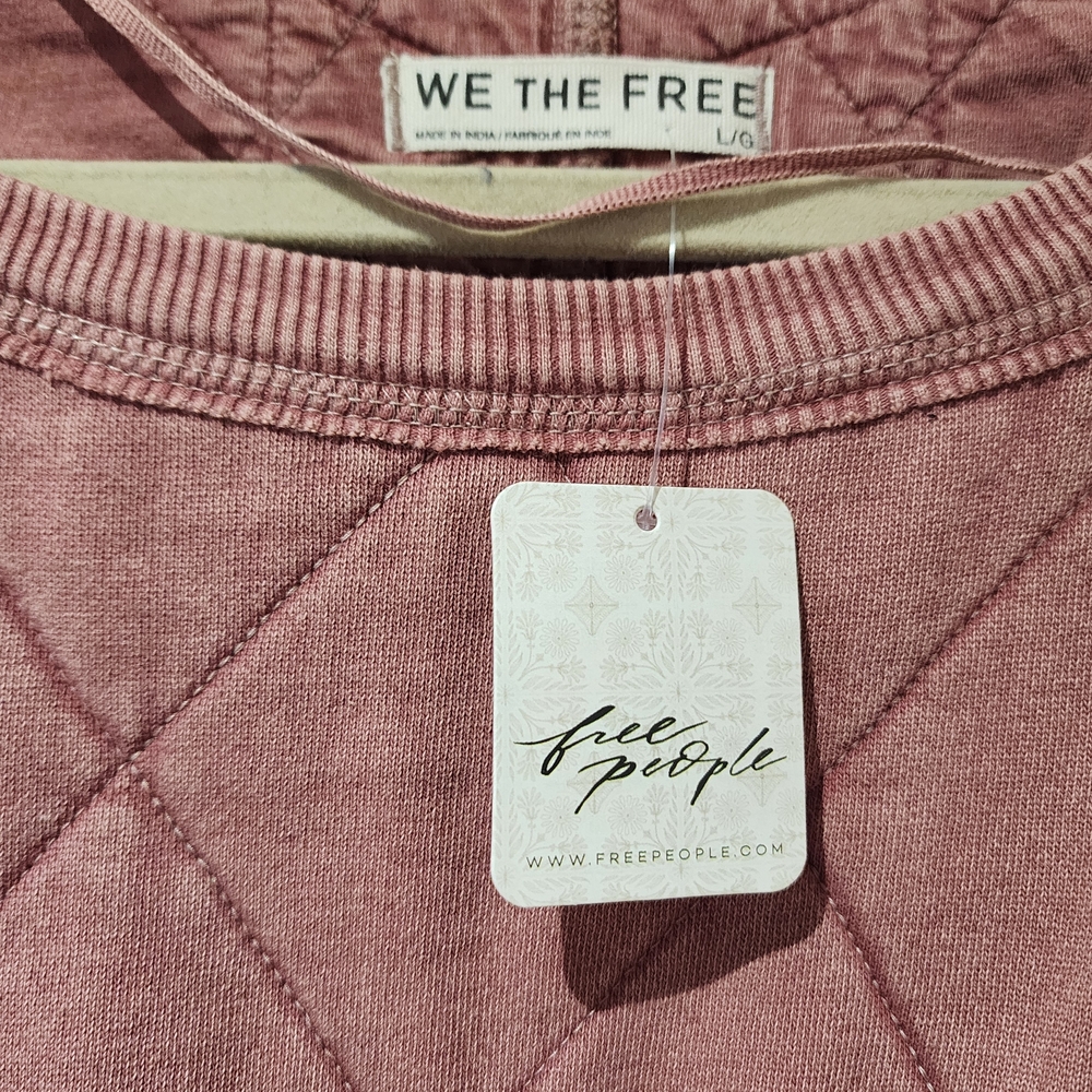 Free People We The Free Mirage Pullover Sweatshirt Top Diamond Quilted L NWT - Picture 6 of 9